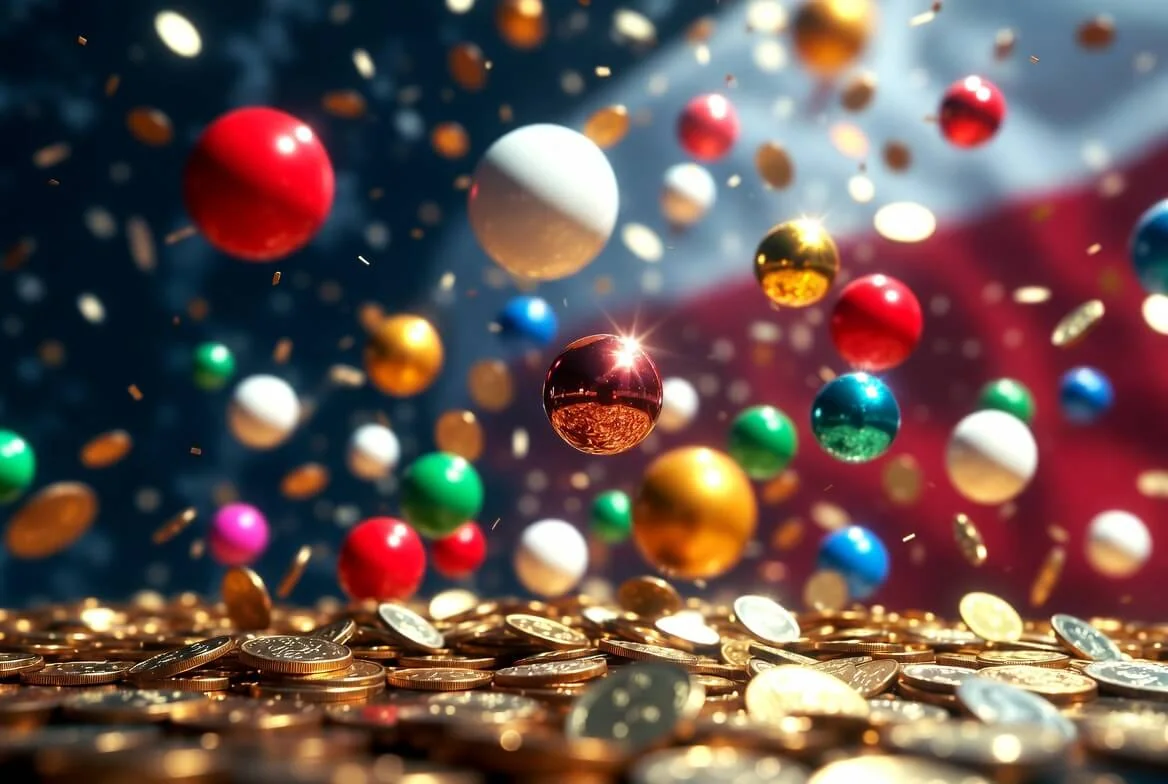 Monety i konfetti ilustrujące wyniki lotto eurojackpot i Multi Multi